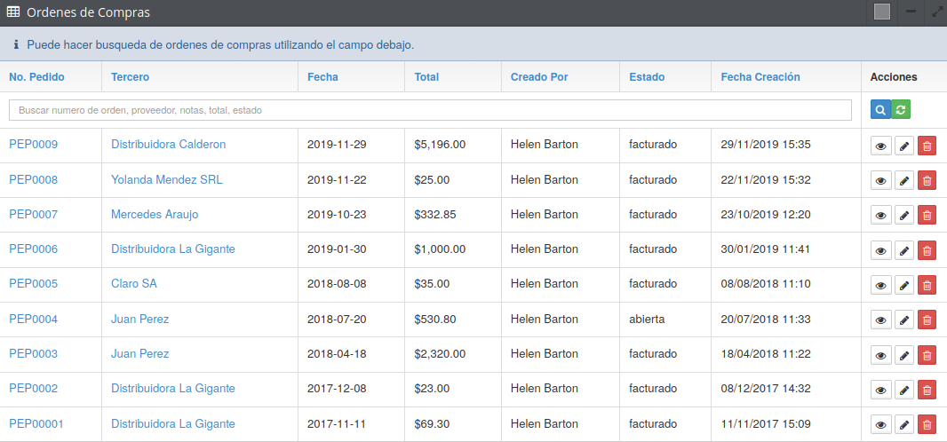 Control de pedidos en Madison